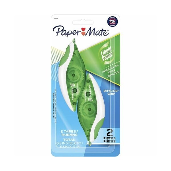 Paper Mate Correction Tape, 1/5inx27.8ft , Green/White Dispensers, WE, 2PK PAP662415K - main